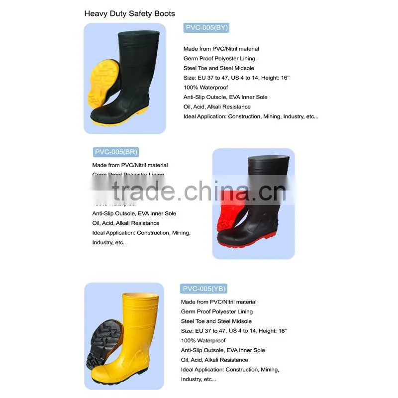CE EN 20345 S5 cheap Steel Sole And Toe Cap PVC Safety Work Rain Boots constuction industry safety boots