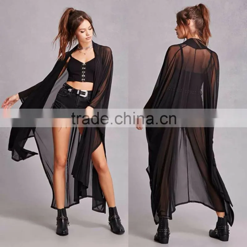 sheer mesh cardigan, open front Long dolman sleeves women Long Cardigans