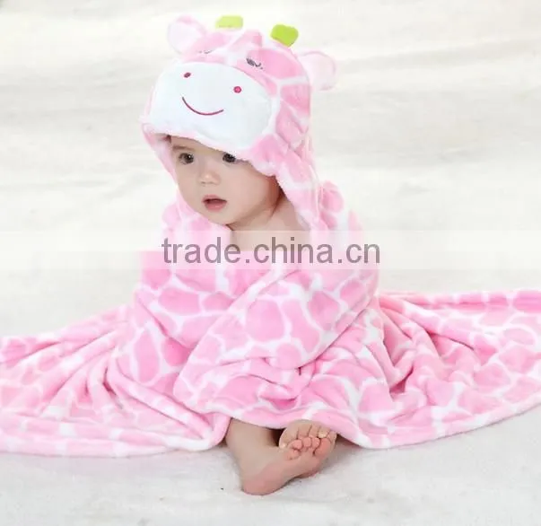 Competitive price cuddle flannel velour custom animal baby towel with hood