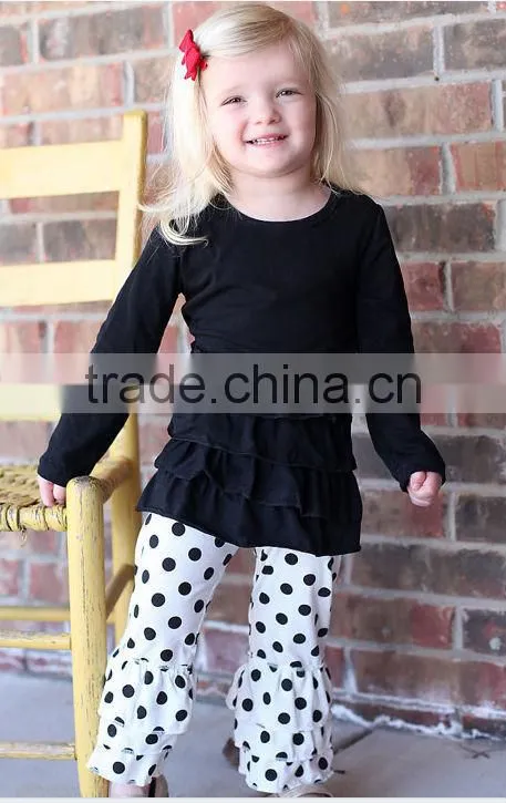Little Girls Easter Ruffled Cute 2pcs Top Matching polka dot Bunny Top Capris Pants Boutique Cotton Summer Outfit Clothing Sets