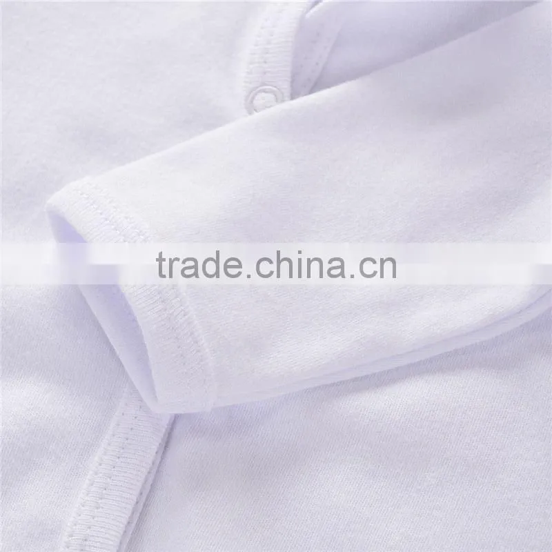 Baby White Footed Cotton Rompers Onesie Long Sleeve 3 Months White Plain Colour Bodysuit