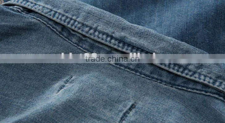 2016 men's 100% cotton washed denim/jeans body fit casual shirt