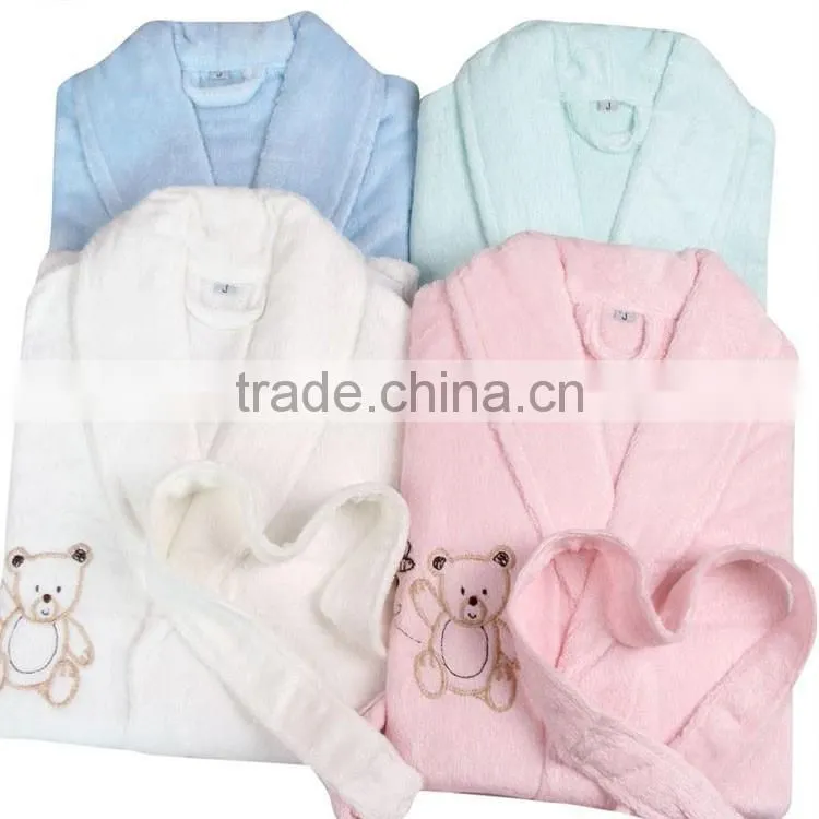 kid bathrobe hooded woven solid cotton terry