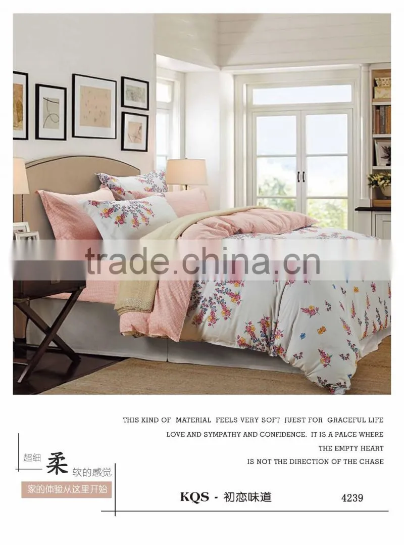 Wholesale Hotel cotton 200TC printing Bedsheet Set for family inn