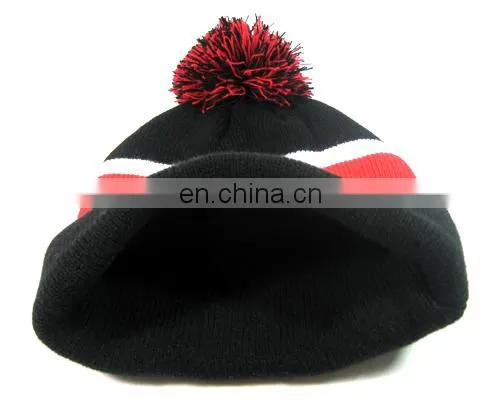 high quality grey knit acryl beanie hat 100% polyester fleece cap woven label