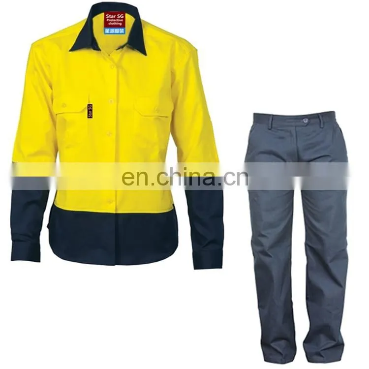 Womens safety track suits workwear safety reflective shirts and pants design for work clothes