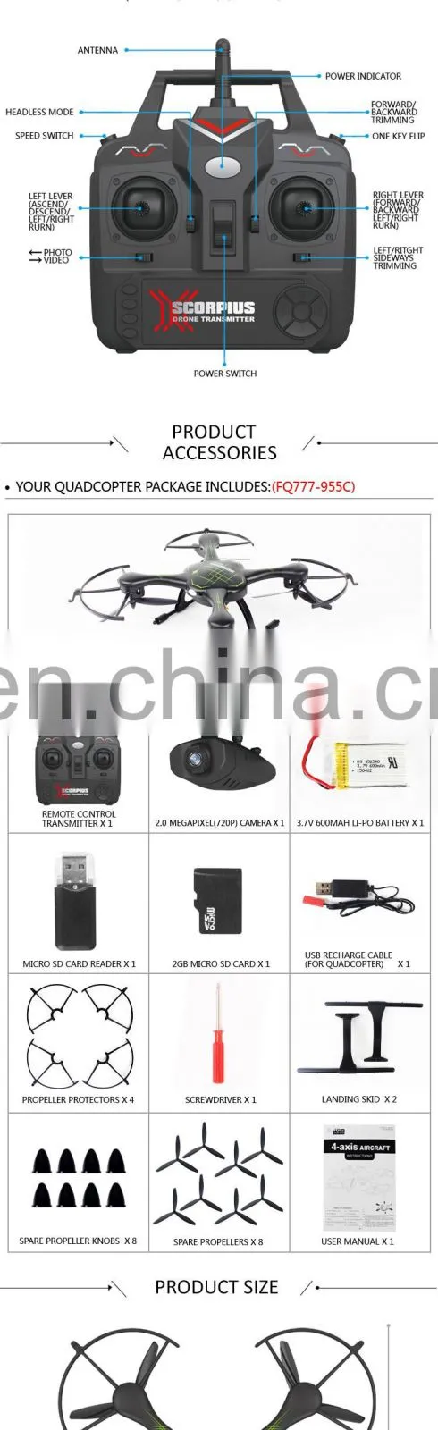 FQ777-955 Drone with HD Camera 720P Pixel