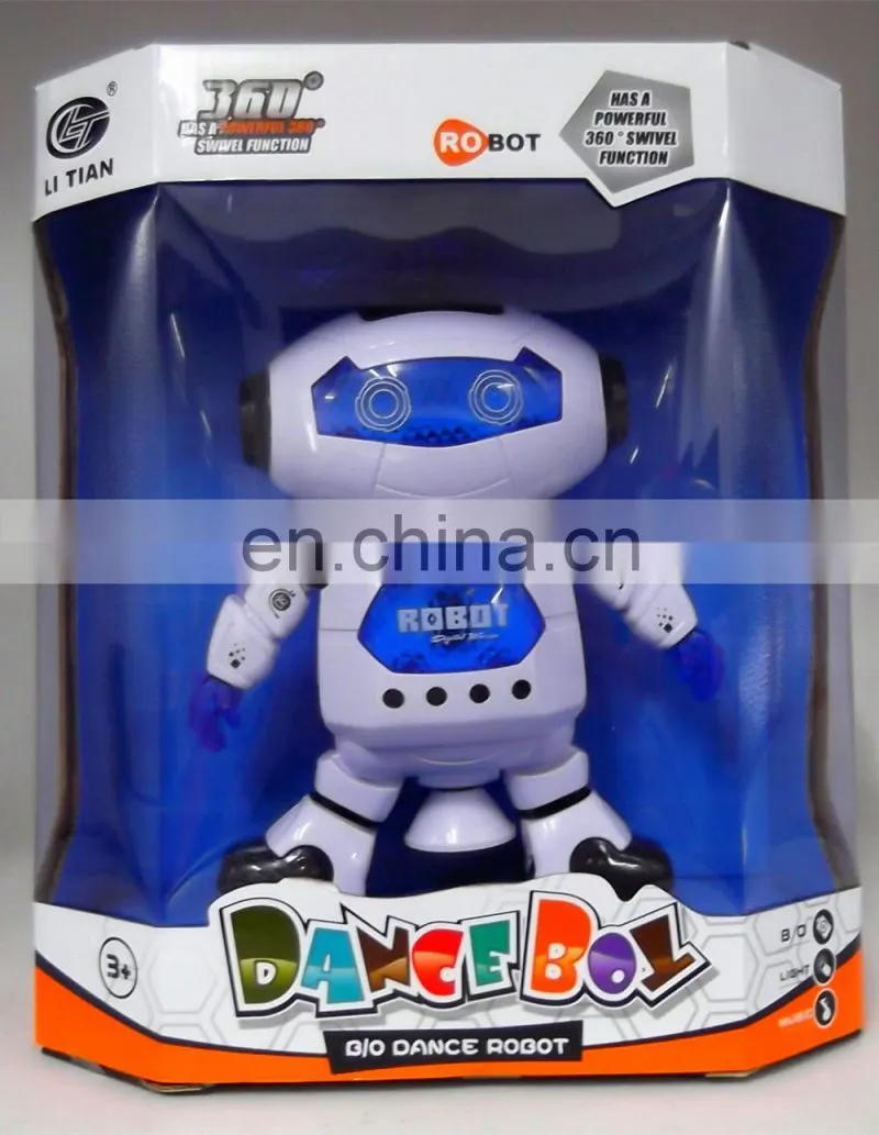 Battery operated dancing and singing remote control robot toy with LED light