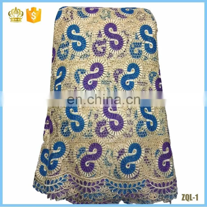 2016 Cheapest guipure lace fabric, high quality african cord lace fabric with stones L16022202