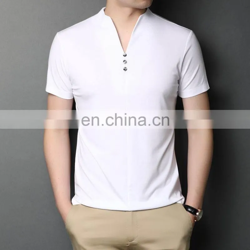 New design cotton v neck shirt and polo t shirt man