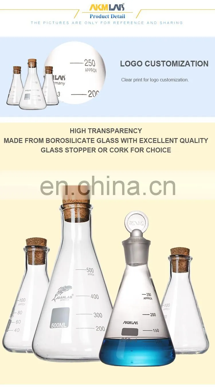 AKMLAB Laboratory Erlenmeyer Flask With Cork Stopper