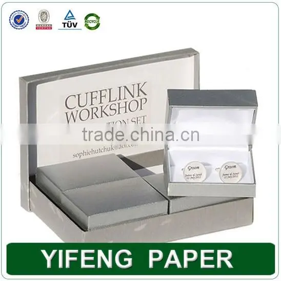 High quality elegant paper cufflink box color and size customized