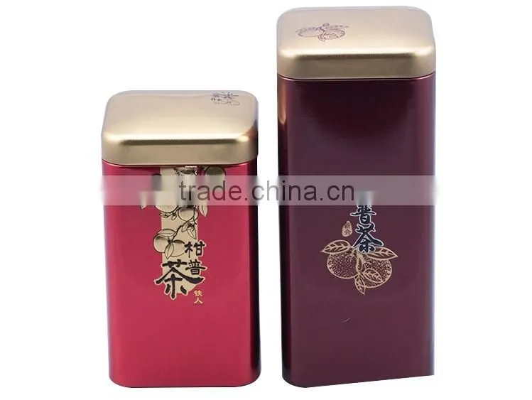 food grade chinese square metal tea and coffee box tin container