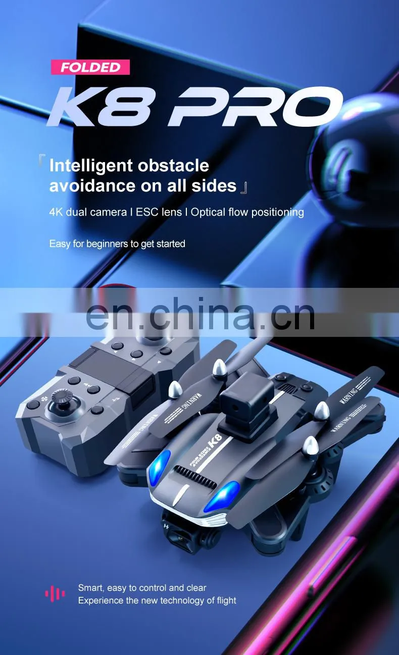 K8 drone 4k Optical flow localization Electric adjustment lens Four-way obstacle avoidance Body LED lights