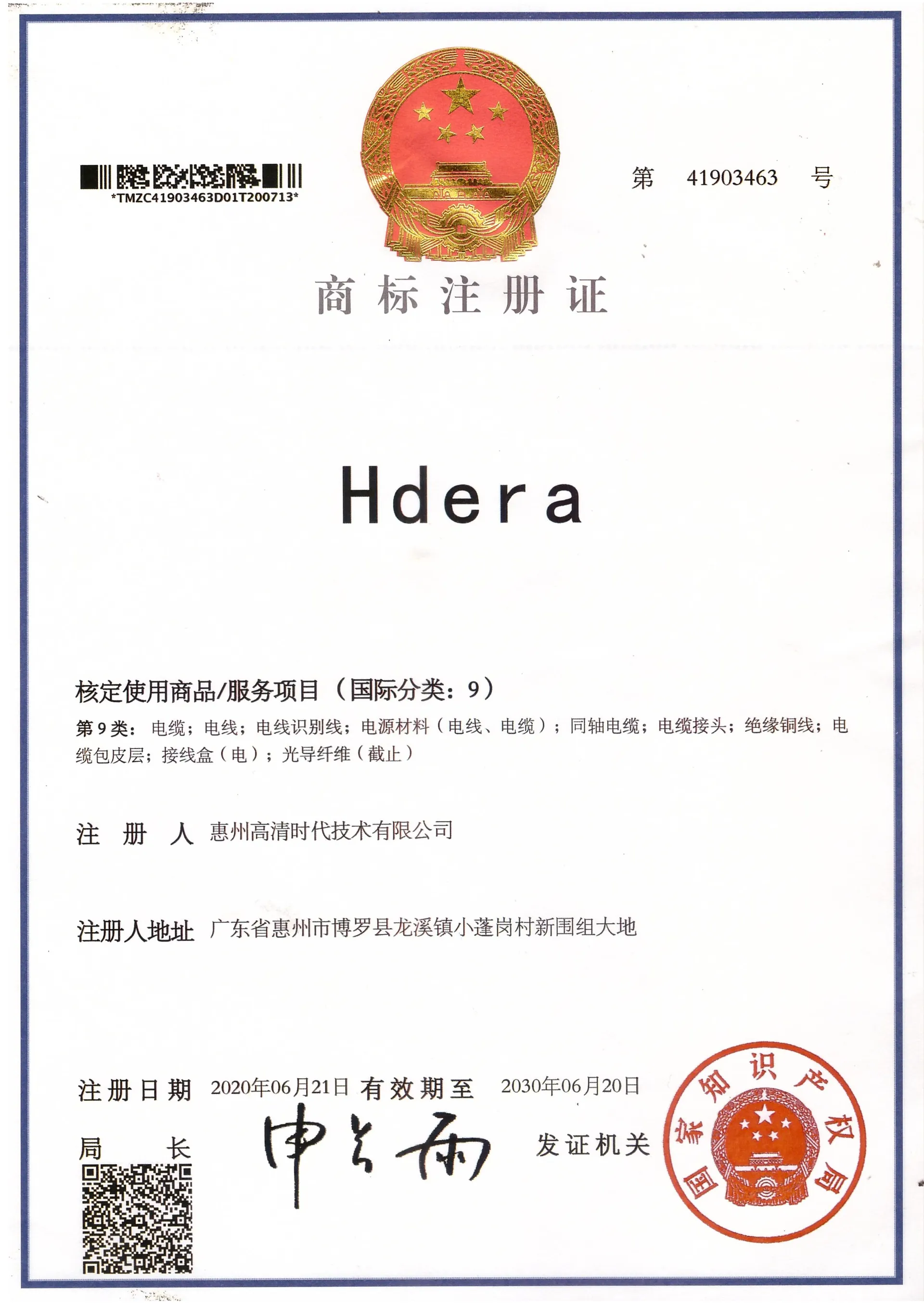 Trademark Registration Certificate