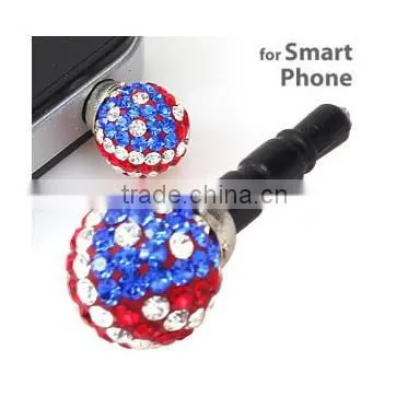 crystal ball mobile phone anti dust plug in wholesale