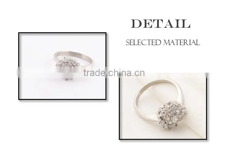 2015 hot new jewelry pave crystal wedding ring silver lady rings