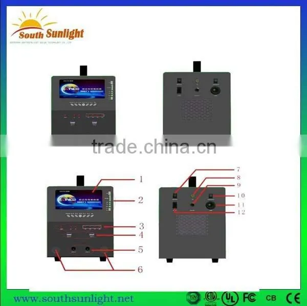 2015 factory 50W Portable solar TV with vedio and radio, solar home power system for small homes, home solar lighting system