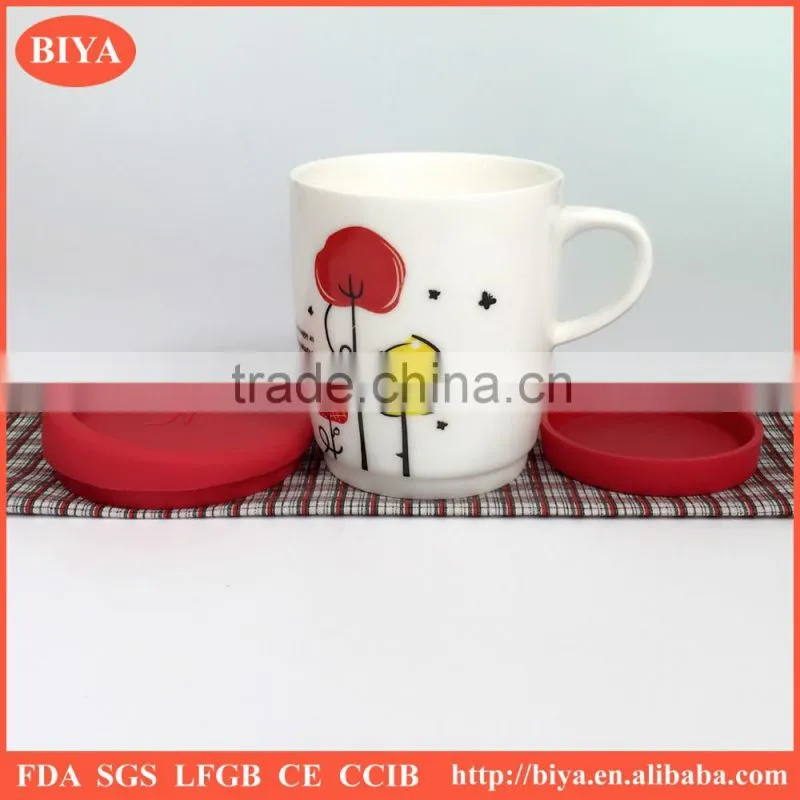 silicone mug covers ceramic cup and mug with silicone lid and bottom with handle mug and decal