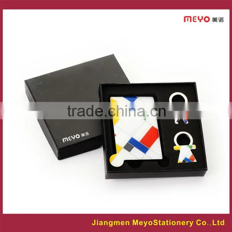 Unbreakable mirror and lovers key chain business gift set2015 hot sales,fashion