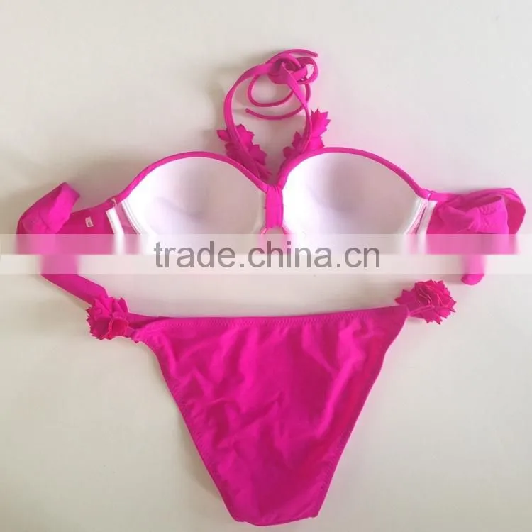 Strapless Solid Color Bow Swimwear