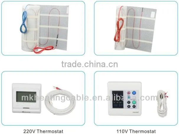 Single Cable Conductor Bathroom Heating Underground Heater Heated Mat with 220v Thermostat