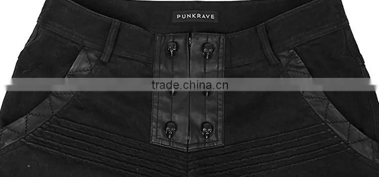 K-178 Punk Rave Elastic Straight Trousers With Skulls And Dark Printing