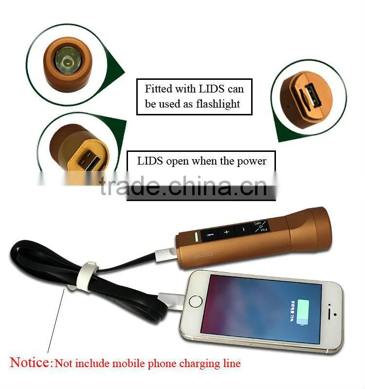 4in1Multifunction music torch mini speaker 2200mah flashlight torch with power bank