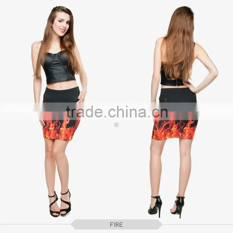 Women's fashion girls tight hot mini skirt high quality 3d digital full print custom hot sale tube stretchy summer skirt