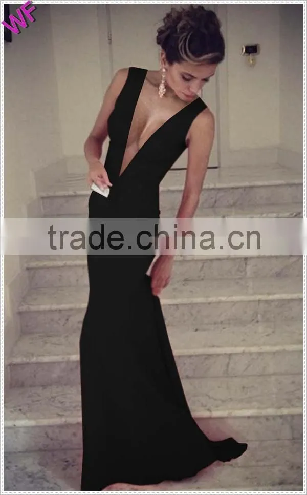 Custom Made Women Deep V neck Red Long Maxi Dress