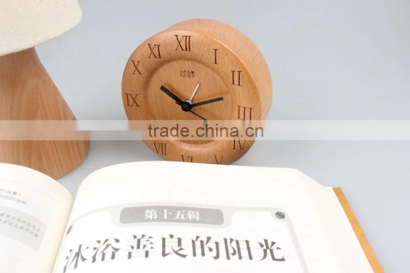 Hot sale Shanshui new design 100% wooden carving desktop clock, DRZ008