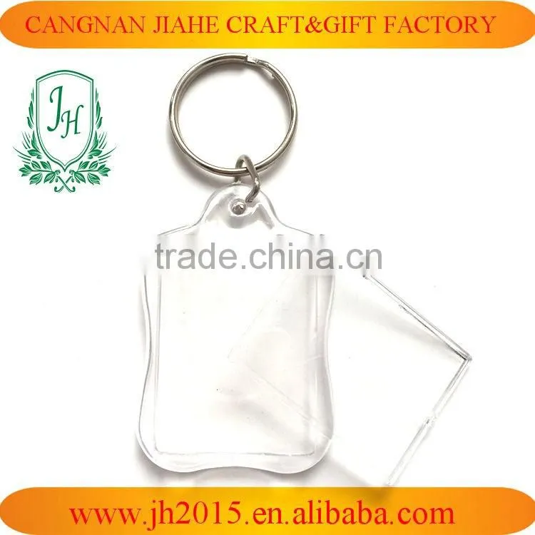 Plastic Transparent Blank Insert Photo Picture Keychain Frame Keyring