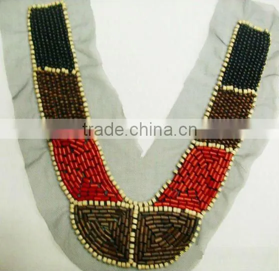 Metal beaded accessories embroidery neckline, blouse neck designs