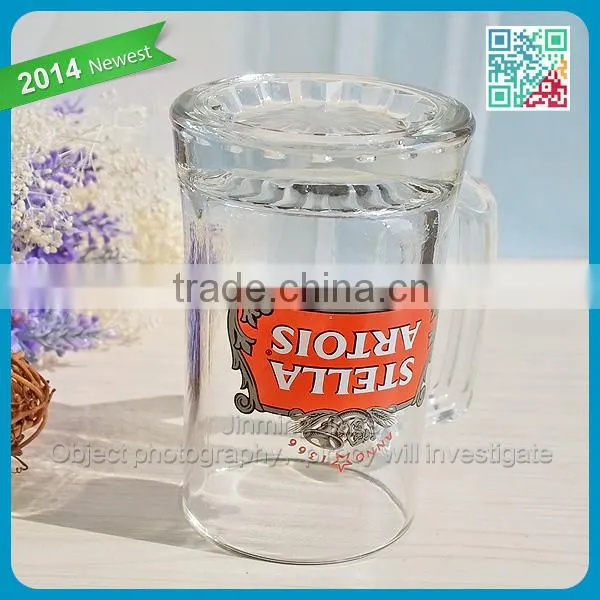 Wholesale Promotional Crystal Glass Mug Tumbler with Decal Printing Glass handle Mug Stein Decorative Beer Mug Cup Glass