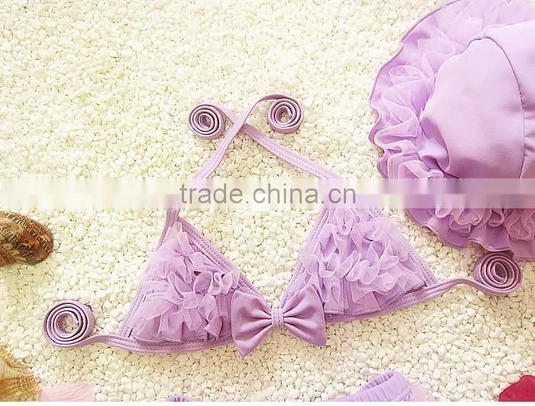 Cute Summer Girl Swimswear For Kids,Fashion Children Bikini Set With Hats