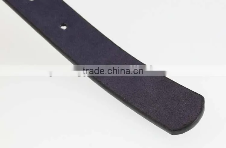 Women's fashion metal studded black leather belt with shiny gold buckles in yiwu