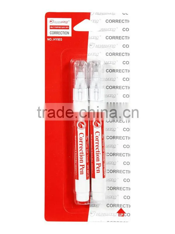 Multipurpose wite-out Metal tip correction pen in blister card (HY-601A) correction fluid 7ml liquid