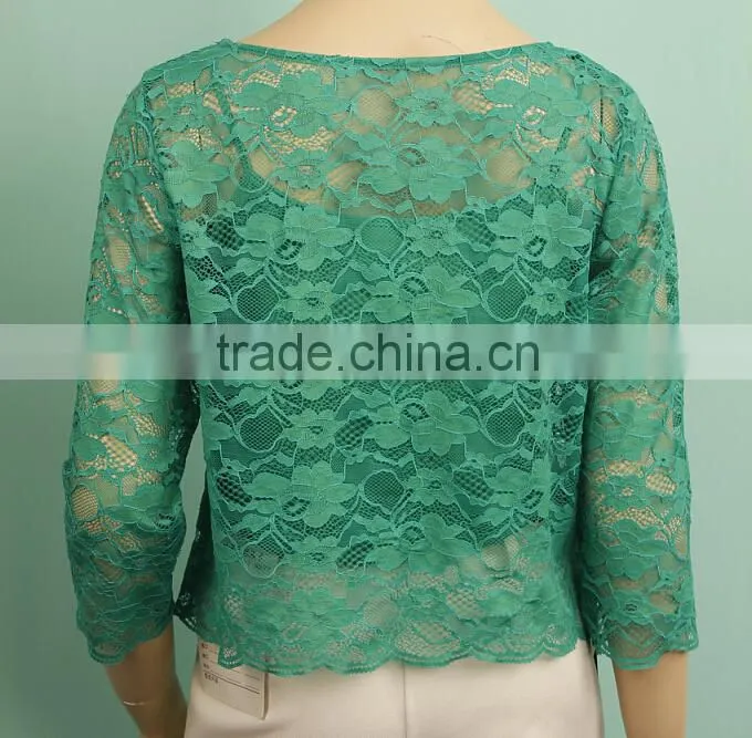 Two piece 3/4 sleeve spring latest choil lace blouse designs DT140730705