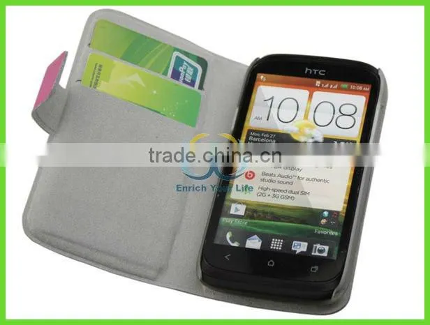 high equality two mobile phones leather case for htc