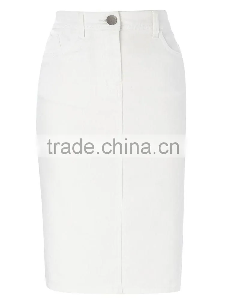 2015 Latest Women Fashion White Demin Skirt