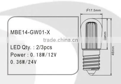 CE/GS approved colore 14 led bulb,mini E14 bulb