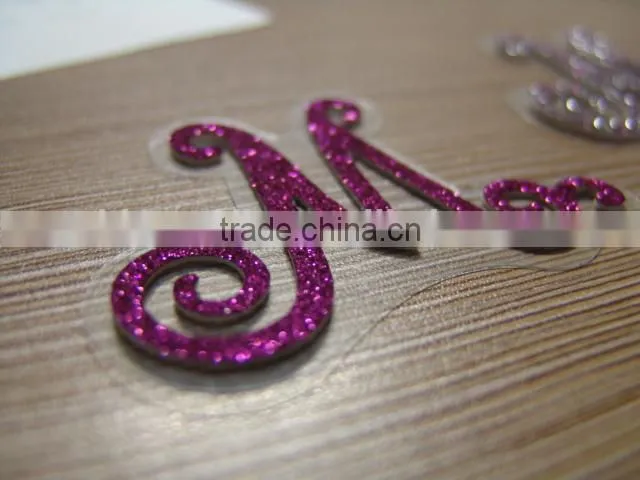 Alphabet letter glitter sticker/3D glitter sticker/custom pvc glitter sticker