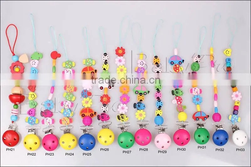 2015 DIY Unique Wooden Colorful Baby Soother Chain