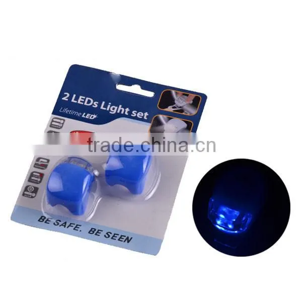 2 LED Colorful Bike Lights LED Silicone Front & Rear Warning Light