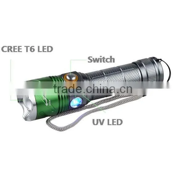Best AC Charger UV / White LED Flashlight 1000lm Best LED Flashlight