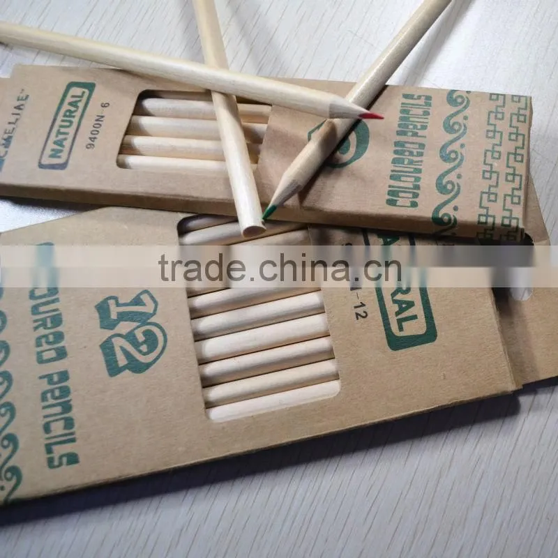 7" standard size triangular shape high quality 3.0mm color lead natural wood colored pencil