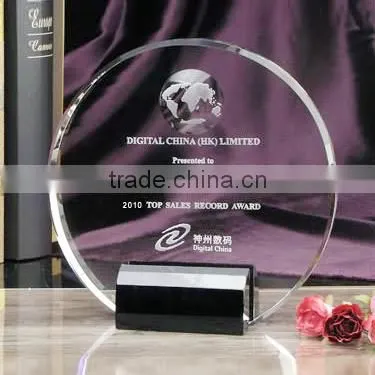 high quality nice design crystal glass award plaque with company logo