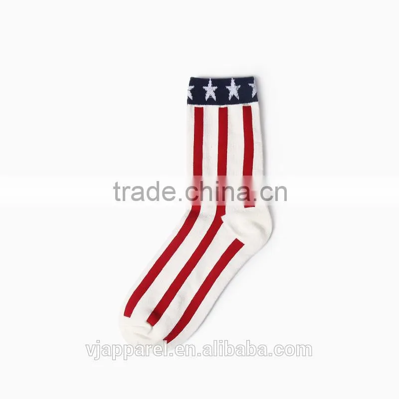 Red and Blue Stars and Stripes Perimeter Crew Socks