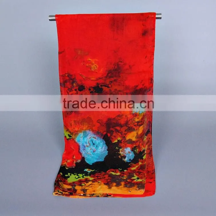 Scarf China Wholesale women fashion flowers Pattern scaves Chiffon silk 160*50 scarves pashmina shawls