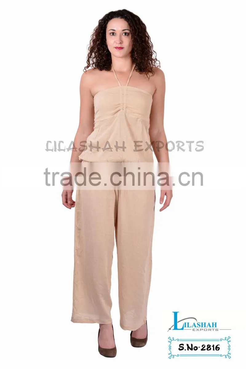 2816 RAYON CREPE MONO JUMPSUIT Smoke Dresses Hindu Vetement plain Ropa